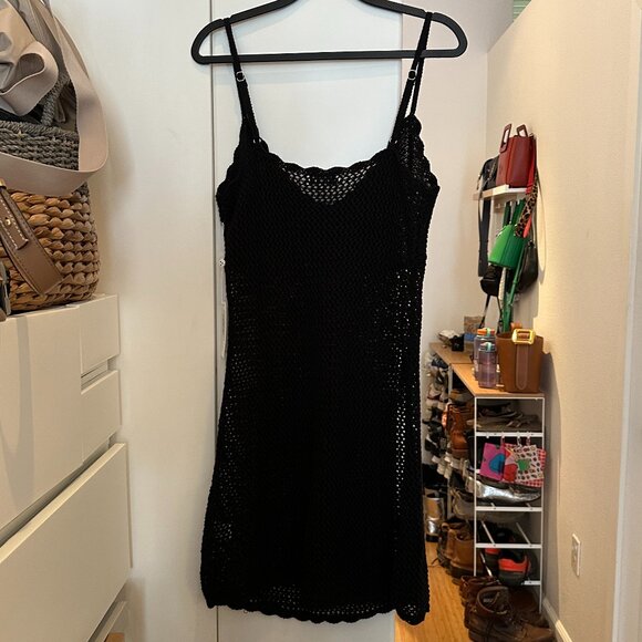 NWT Frankie's Bikinis Collette Crochet Mini Dress Black Size Large - Picture 6 of 7